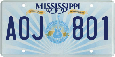 MS license plate AOJ801