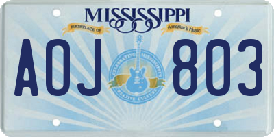 MS license plate AOJ803