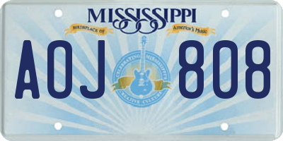 MS license plate AOJ808