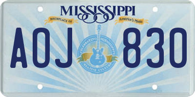 MS license plate AOJ830