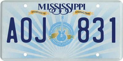 MS license plate AOJ831
