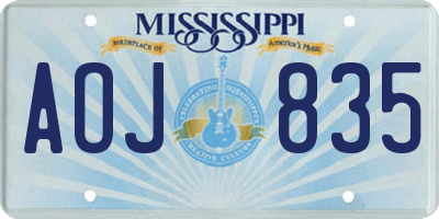 MS license plate AOJ835