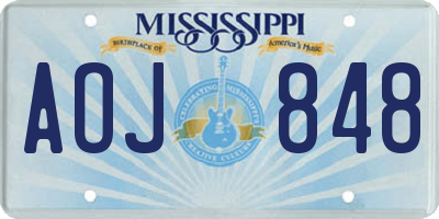 MS license plate AOJ848