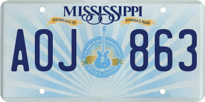 MS license plate AOJ863