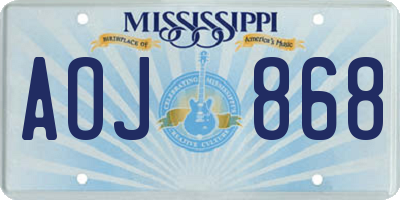 MS license plate AOJ868
