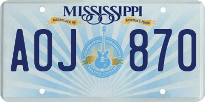 MS license plate AOJ870