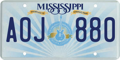 MS license plate AOJ880
