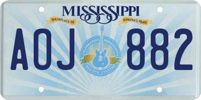 MS license plate AOJ882