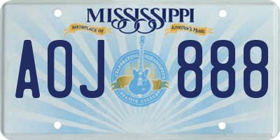 MS license plate AOJ888