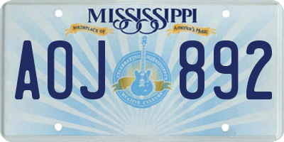 MS license plate AOJ892