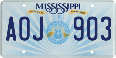 MS license plate AOJ903
