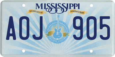 MS license plate AOJ905