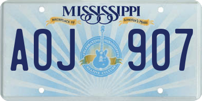 MS license plate AOJ907