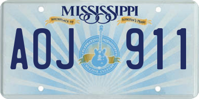 MS license plate AOJ911
