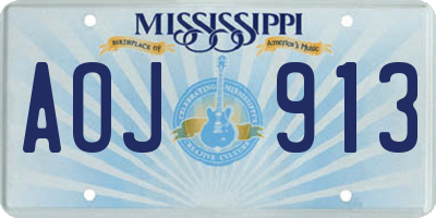 MS license plate AOJ913