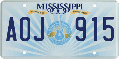 MS license plate AOJ915