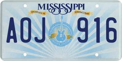 MS license plate AOJ916