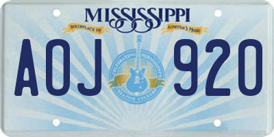 MS license plate AOJ920