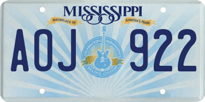 MS license plate AOJ922