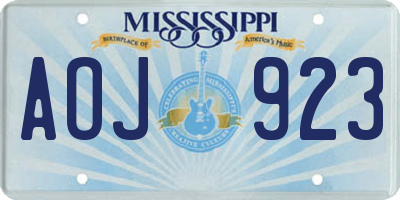 MS license plate AOJ923