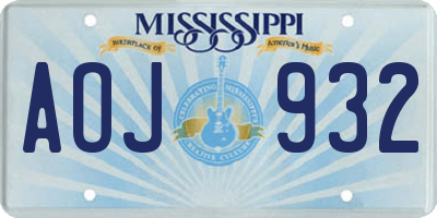 MS license plate AOJ932