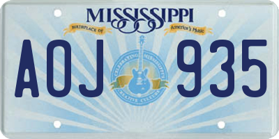 MS license plate AOJ935