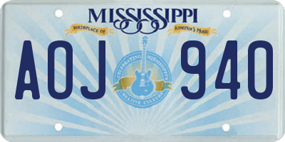 MS license plate AOJ940