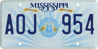 MS license plate AOJ954