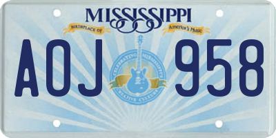 MS license plate AOJ958
