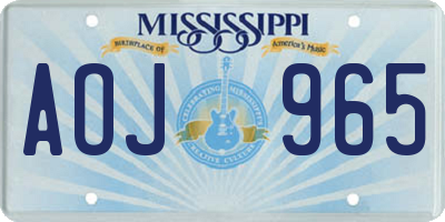 MS license plate AOJ965