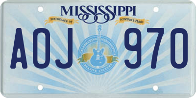 MS license plate AOJ970