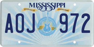 MS license plate AOJ972
