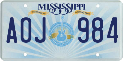 MS license plate AOJ984