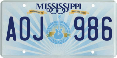 MS license plate AOJ986