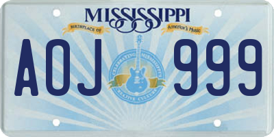 MS license plate AOJ999