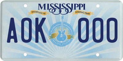 MS license plate AOK000