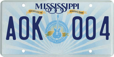 MS license plate AOK004