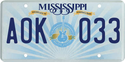MS license plate AOK033