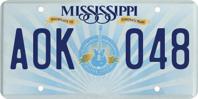 MS license plate AOK048