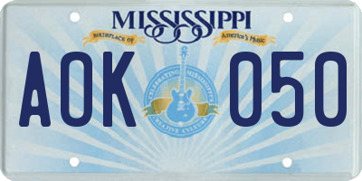 MS license plate AOK050