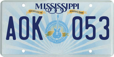 MS license plate AOK053