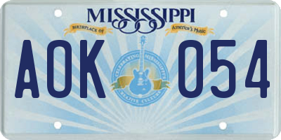MS license plate AOK054