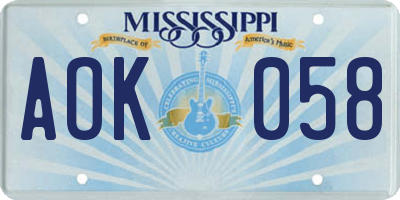 MS license plate AOK058