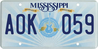 MS license plate AOK059