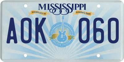 MS license plate AOK060