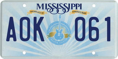 MS license plate AOK061