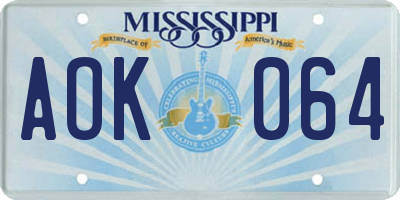 MS license plate AOK064
