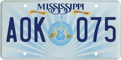 MS license plate AOK075