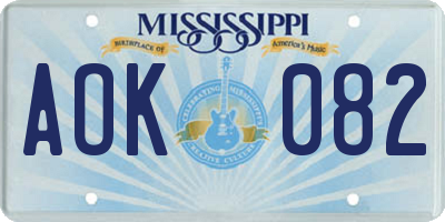 MS license plate AOK082