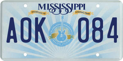MS license plate AOK084
